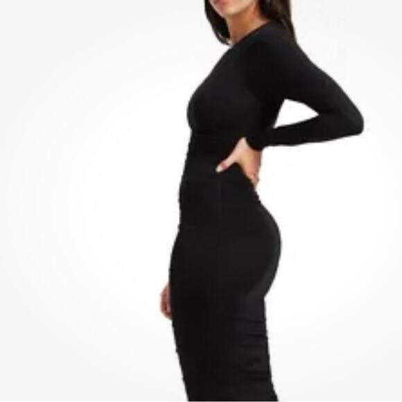 Good American Ruched Black Bodycon Dress, Cocktails, Party, Taylor Swift Style S - Picture 1 of 8